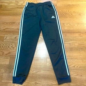 Perfect condition Adidas track pants for boy size XL. Gray white stripe.